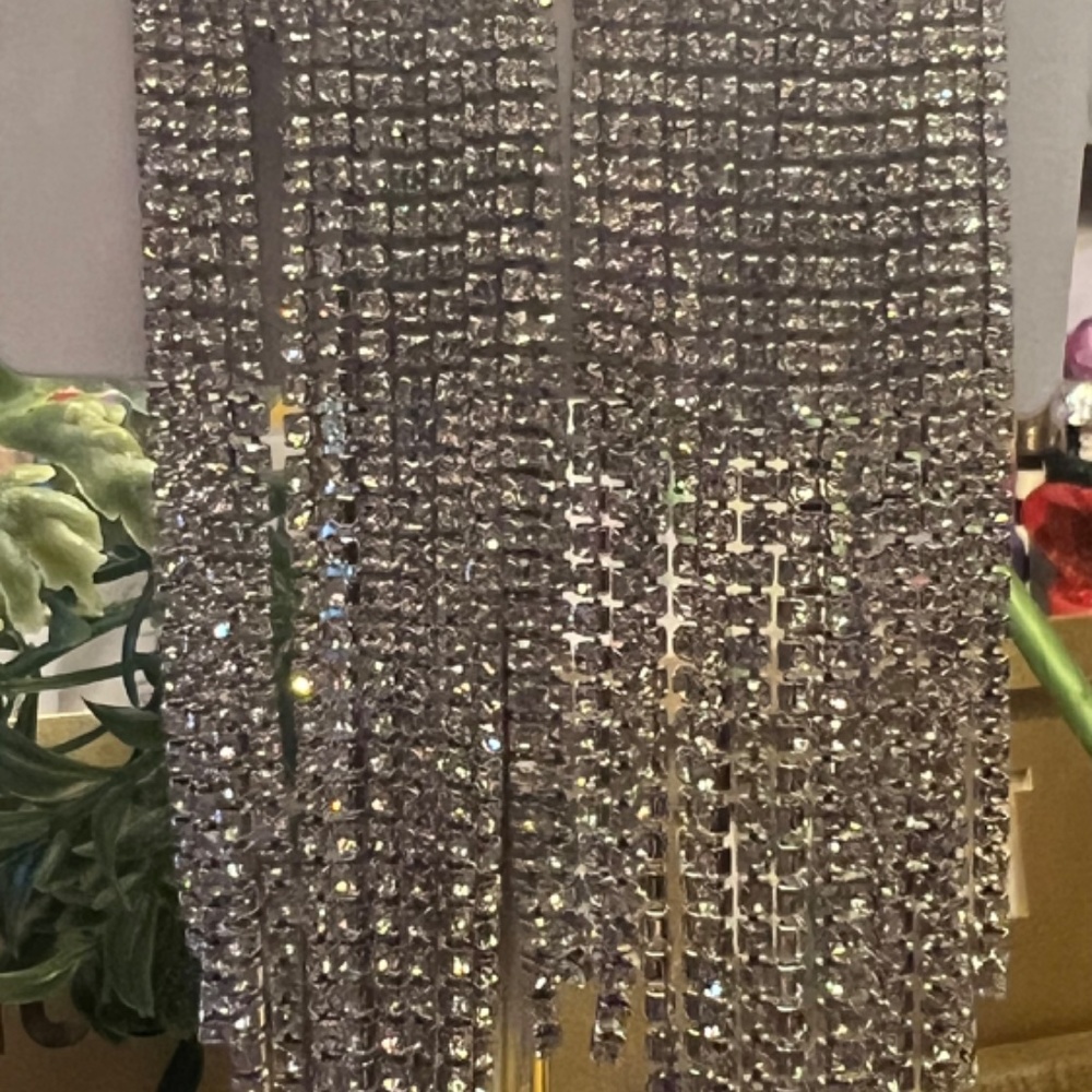 Long Rhinestone Statement Earrings - image 2